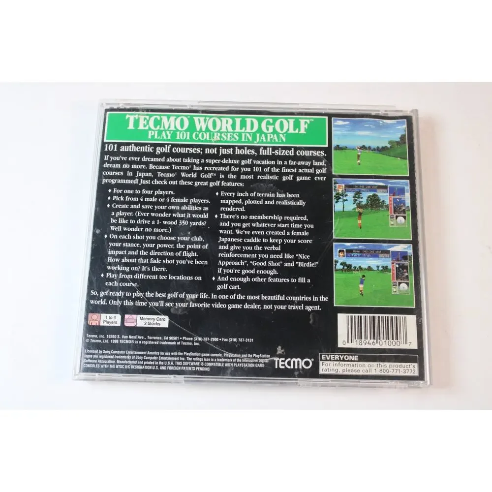 Tecmo World Golf (Sony PlayStation 1, 1996, PS1) No Manual, Tested/Works